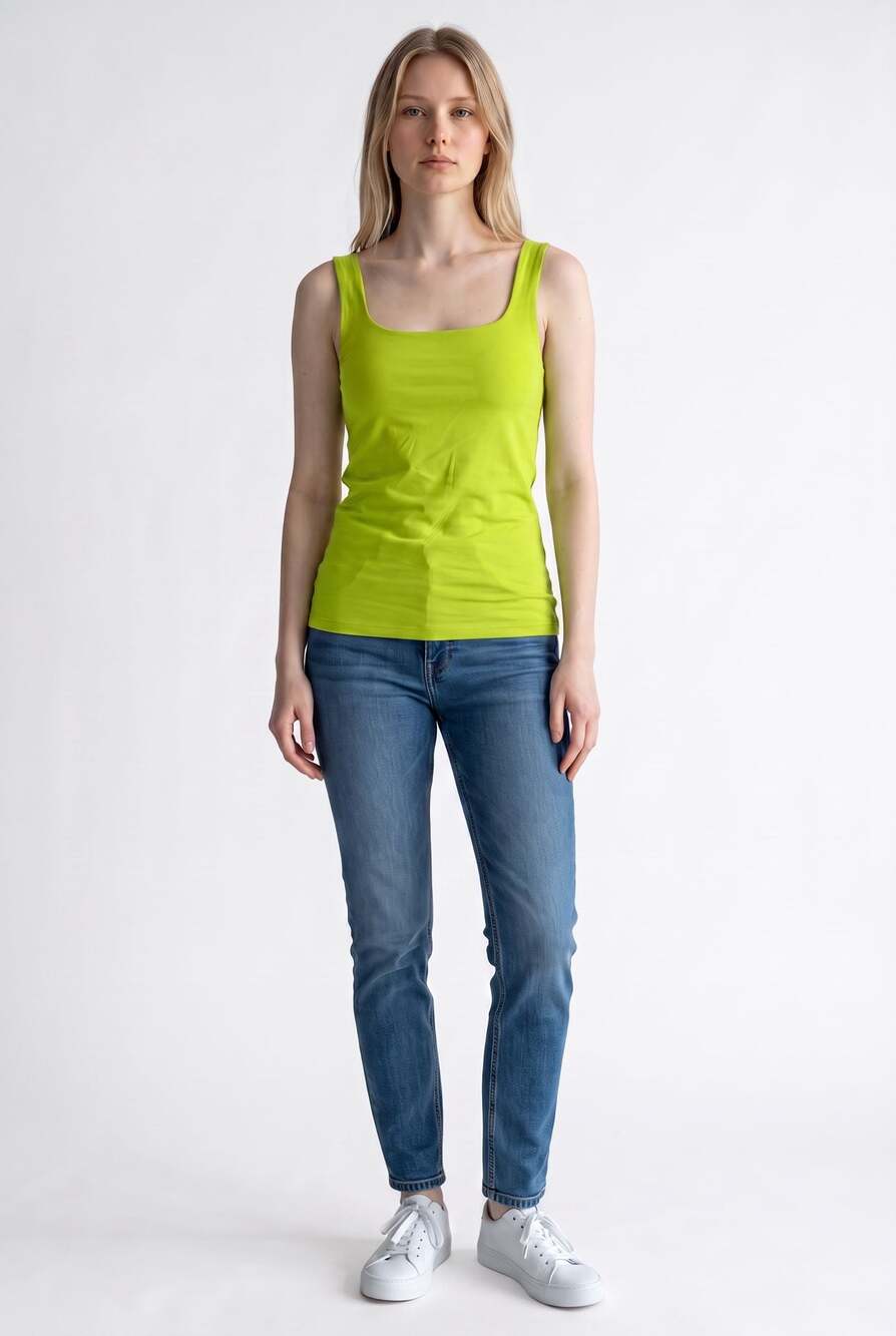 Lizette Collection Square Neck Tank Top Lime Green Size S NWT